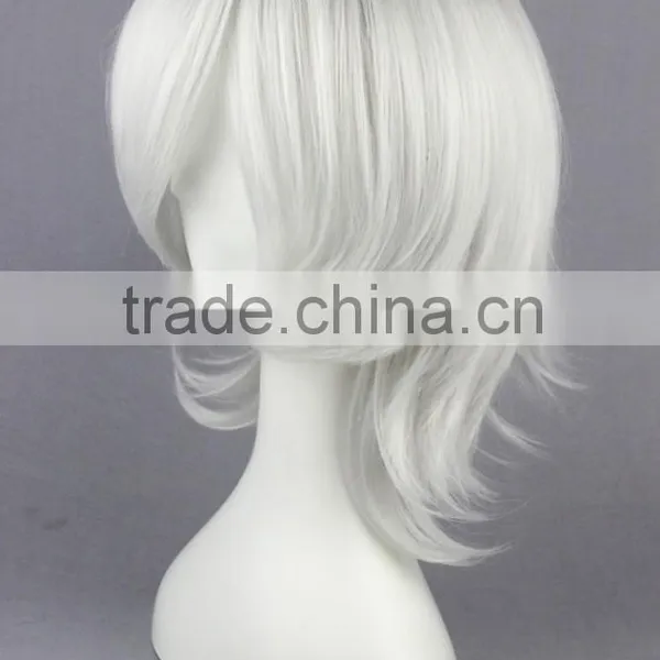 High Quality 35cm Short Curly D.Gray-Man-Allen Walker Silver White Synthetic Anime Wig Cosplay Hair Wig Party Wig photo-3