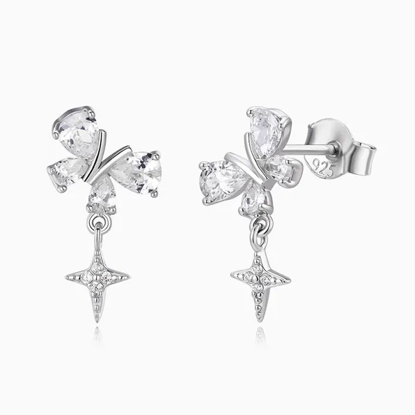 Shining Star Jewelry Fine Jewelry Silver Butterfly Earrings For Girls photo-3