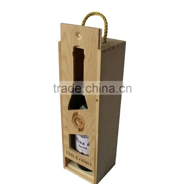 Wood Wine Box, Wooden Packaging Boxes Hande Carved Single Bottle Wine Box photo-2
