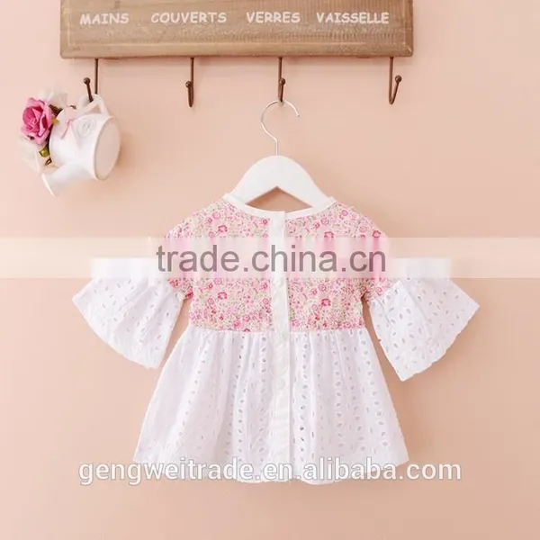 2015 Cute Baby Girl Summer Dress Infant Girls Broken Flower With Pearls Necklace photo-3