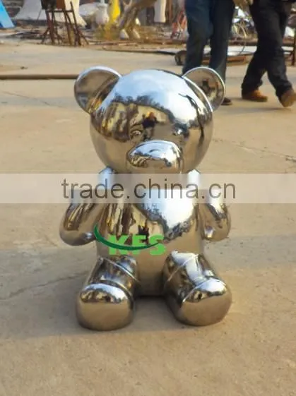Stainless Steel Lovely Sitting Bear Sculpture