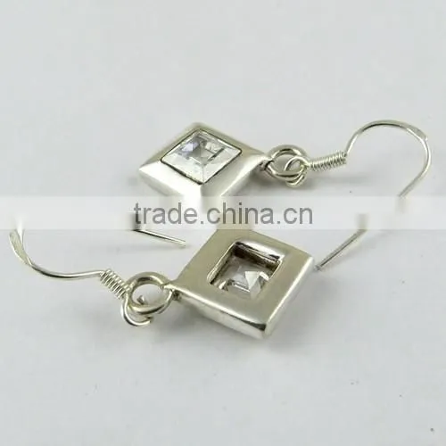 Charming White CZ 925 Sterling Silver Earring, Gemstone Silver Jewellery, Handmade Silver Jewellery photo-5
