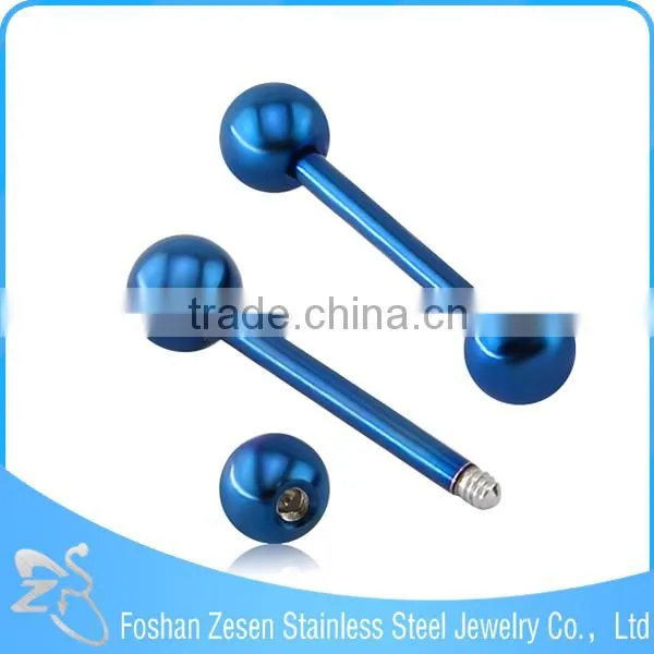 Stainless Steel Body Jewelry Black Anodized Ball 14G Cheap Piercing Tongue Rings photo-4