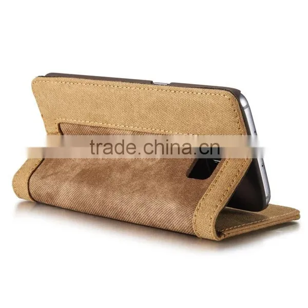 Caseme High Quality Jean Cloth Flip Case for S7 Edge Wallet Waterproof Holder Case With Inner Card Slot for S7 Edge photo-5