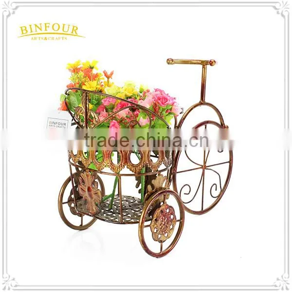 Hot Sale Metal Antique Flower Pots Round Bike Planter photo-4
