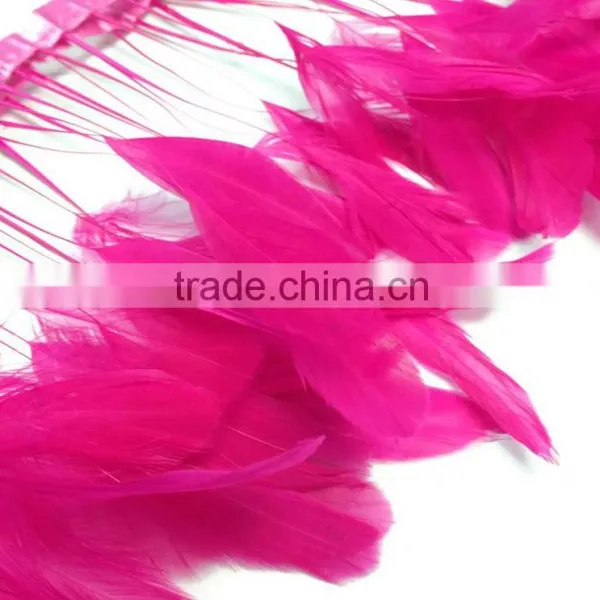 Stripped Hot Pink Coque Tails Fringe Rooster Feather Trim