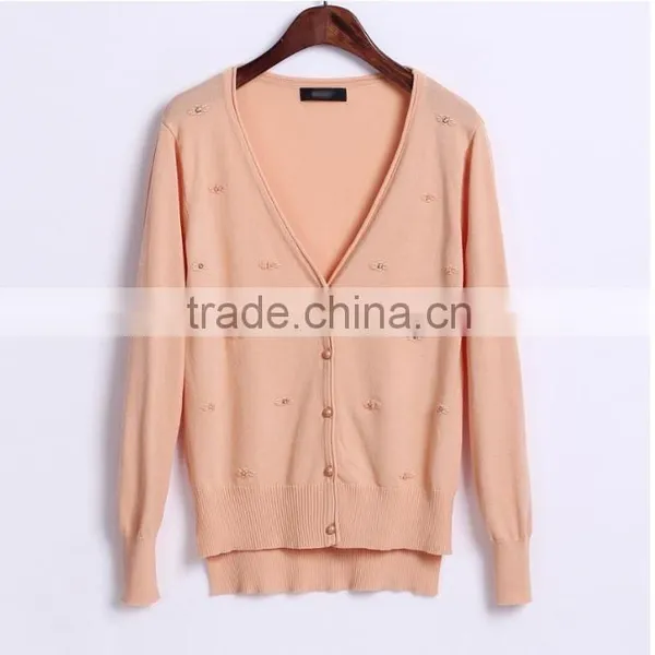 2014 New Style Woman Pearl Clasp V-neck Cardigan photo-2