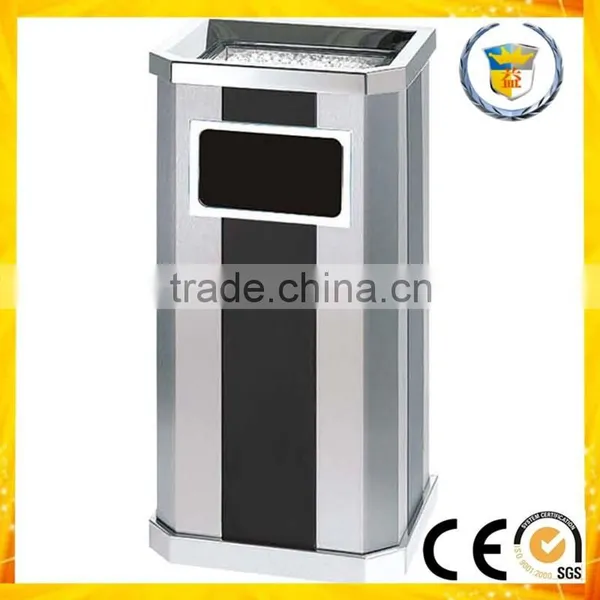 Shopping Mall Usage Square Ground Stainless Steel Trash Bin photo-2