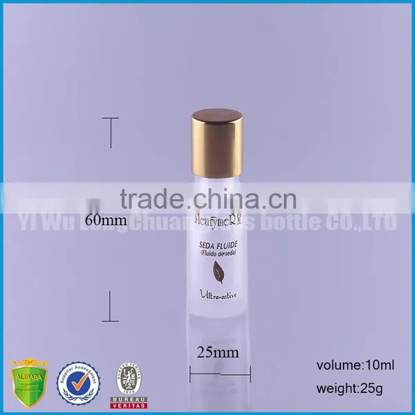 Long Custom Clear Round Frosted Glass Bottles10ML With Gold Cap photo-6