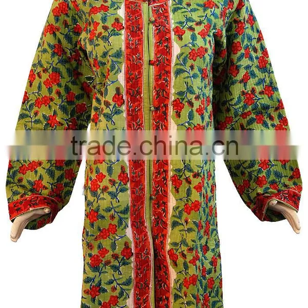 Colorful Floral Quilted Cotton Jackets - Kantha Jackets & Coats