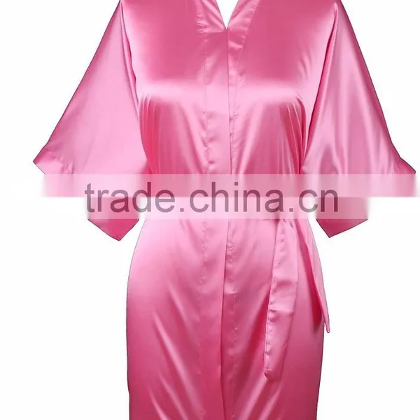 Cheap Short Bridesmaid Purple Satin Kimono Bath Robes in Bulk photo-3