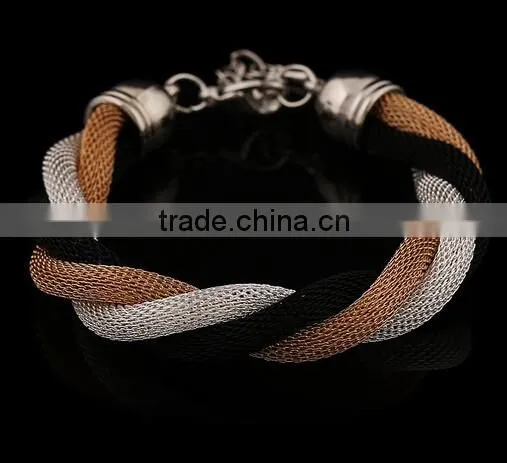Gold Bangle Stainless Steel Twisted Cable Womens Bracelet Cuff Open End photo-5