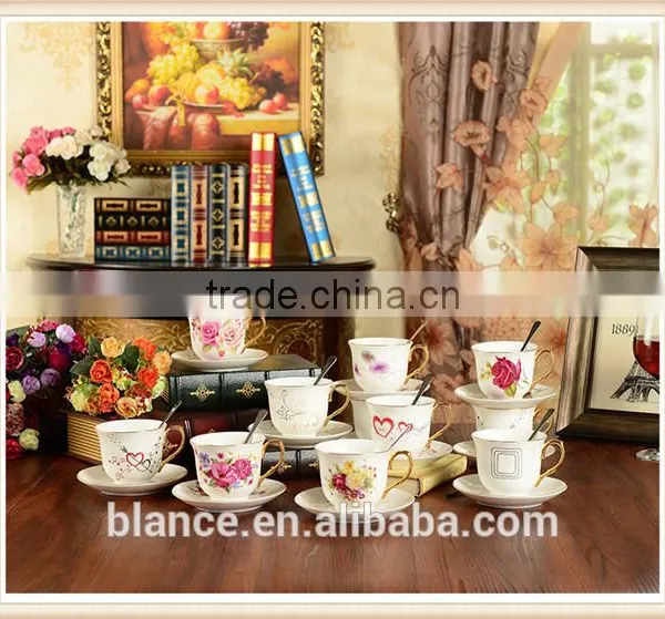 Ceramic Coffee Cup Set for One Person Use in Old Fashioned English Style photo-3