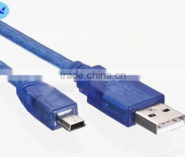 Transparent Blue USB2.0 Cable Male to Mini 5PIN 5m photo-2