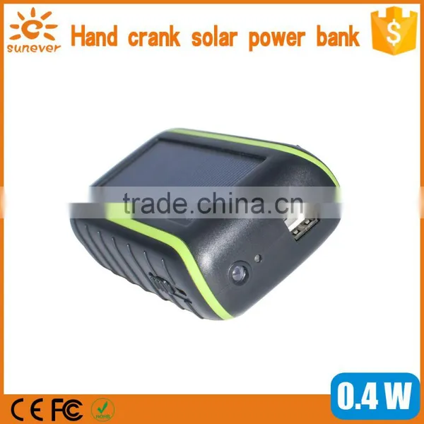 Dual USB 2.1A Portable Solar Mobile Charger in Power Bank, Hand Crank Power Solar Charger photo-5