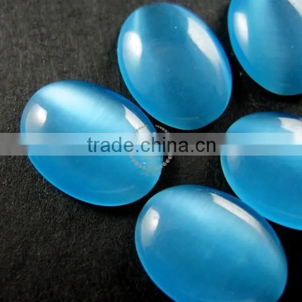 10x14mm Oval Blue Synthetic Cat Eye Cabochon DIY Supplies for Earrings,rings,pendant Charm Findings 4120065 photo-3