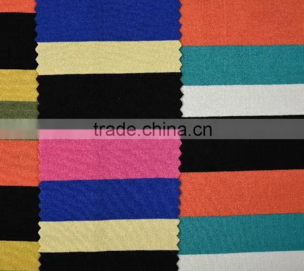 New Products 2016 Viscose Spandex Yarn Dyed Striped Single Jersey Fabric photo-4