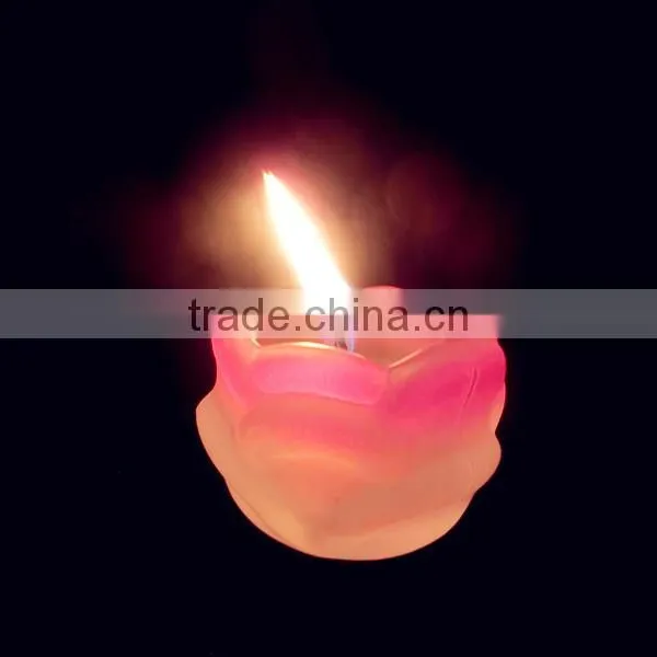 Unique Shaped Pink Colored Flower Shaped Candlestick Glass Container/candle Holder photo-4
