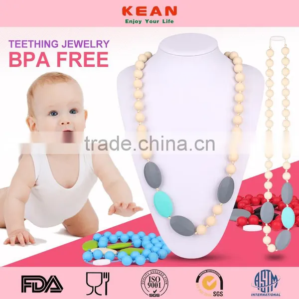 BPA Free Silicone Jewellry Accessories Beaded Necklace for Baby Teething Chew photo-2