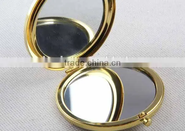 Flip Type Metal Gemstone Shaped Round Mirror With Snap Hook/mirror photo-3