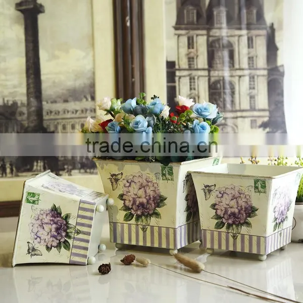Vintage 2016 Popular in Europe Square Metal Flower Planter Pot photo-2