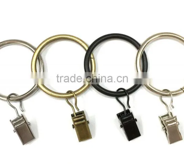 Inside Diameter 35mm / Outside Diameter 42mm Window Curtain Clothes Metal Clips With Rings Hooks photo-2