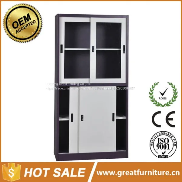 Professional Production Half Height Two Glass Sliding Door Steel File Cabinet With Low Price photo-3