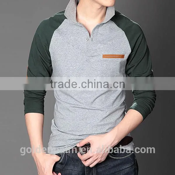 Two-tone Men Long Sleeve Polo Shirts Wholesale China photo-2