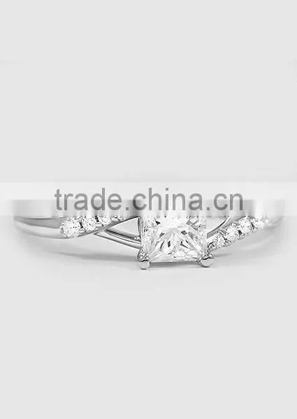 Simple Design in Stock Sterling Silver Jewelry Square Diamond Finger Ring for Women photo-2