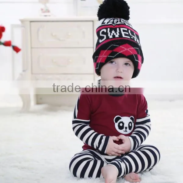 Letters Knitted Baby Hats Of 100% Acrylic With A Pompom From China photo-2