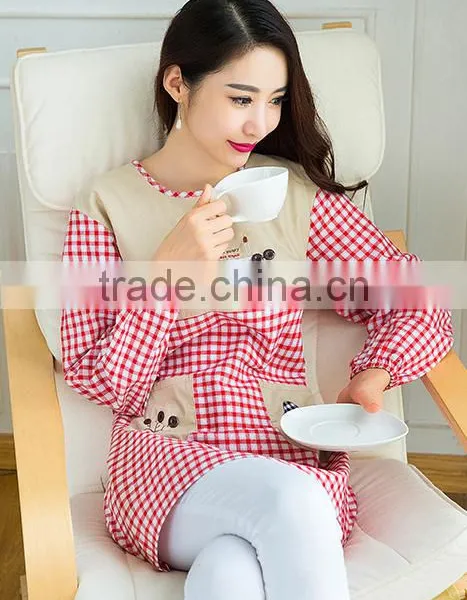 Home Long - Sleeved Home Outside the Custom - Made Cotton Gowns Adult Advertising Promotions Coffee Shop Manufacturers Wholesale photo-6
