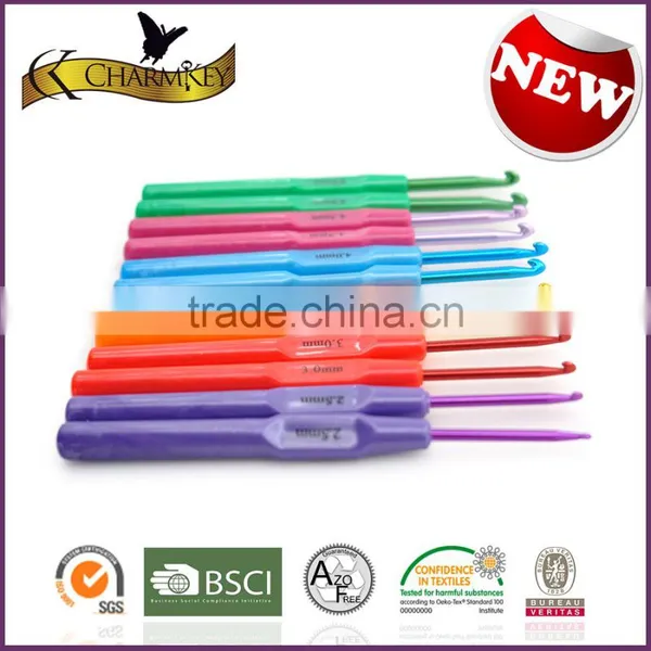Charmkey Colorful Needlework Plastic Handle Aluminum Crochet Hook Set for Fancy Patterns photo-3
