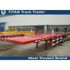 Tri - Axle Container Semi Flatbed Trailers , Red Flatbed Gooseneck Trailers