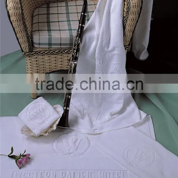 Star Hotel Used White 100% Cotton Jacquard Terry Towel photo-3