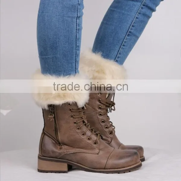 High Quality Girl Fur Leg Warmer, Fur Boot Socks With Knitted Pattern photo-2
