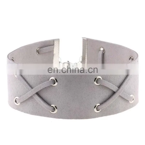 Suede Leather Cord Cross Choker Collar Necklace photo-5