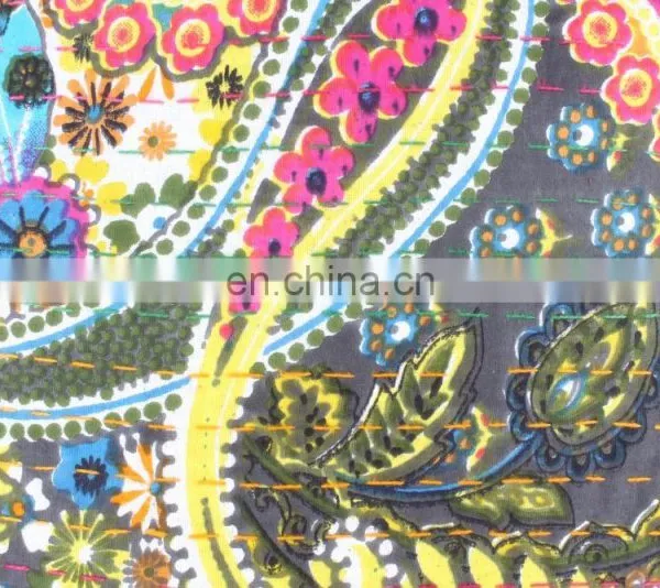 Hand-stitched Kantha Pillow Indoor & Outdoor-Indian Brown Multi Colour Kantha Cushion Covers-Kantha Pillow Covers Textile Art photo-2