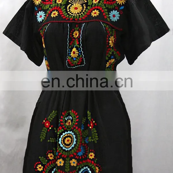 Creative Designs Short Sleeve Colored Embroidered Blouse Bohemian Tunic Christmas Tops 100% Fabric Tunic photo-3
