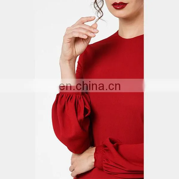 Modern Islamic Clothing Wholesale Fashion Ruffle Design Long Bell Sleeve Baju Kurung photo-5