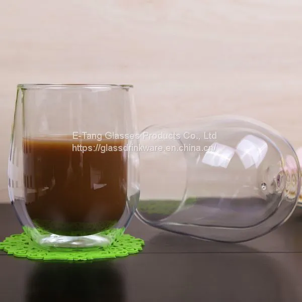 Heat Resistant High Borosilicate Clear Egg Shape Double Layer Glass Coffee Cup With Lid for Tea and Coffee Drinking photo-3