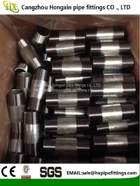 Hot sale carbon steel double thread and full thread steel pipe nipples
