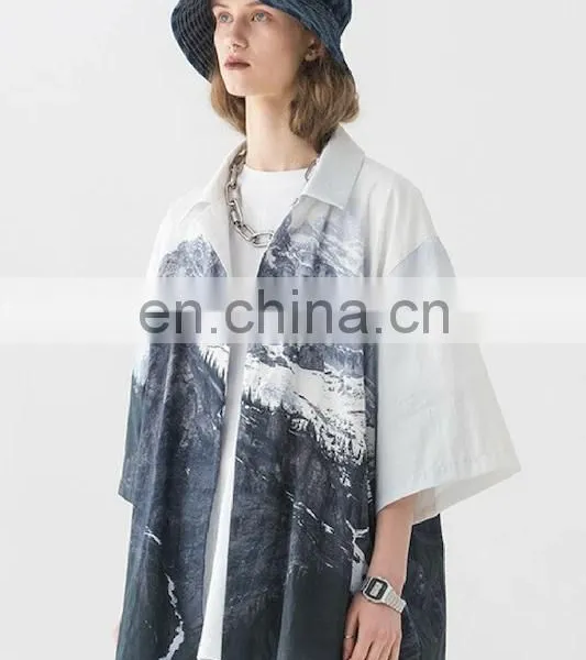 Diznew 2020 Men's New Fashion Casual Shirt Button Up Custom Print Short Sleeves Shirts Designs photo-2