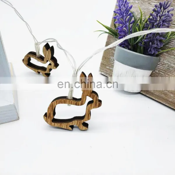 Fairy Wooden Rabbit LED String Light Easter Party Decoration Light photo-5