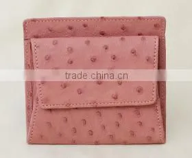 2016 Lovely Color Ostrich Skin Leather Folding Coin Case Coin Pouch Slim Coin Purse photo-2