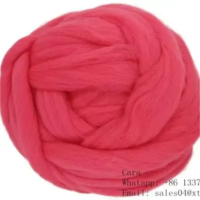 Wholesale 100% Colors Needle Felting Wool Fibre Chunky Knitting Roving Yarn photo-2