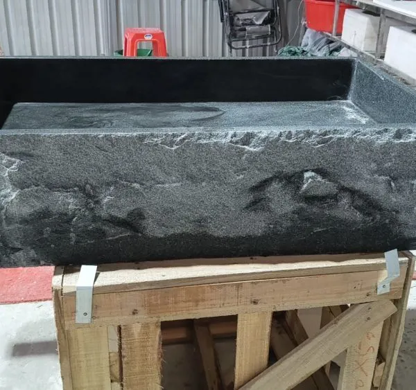 Sesame Black Granite Marble Easy Clean Rectangular Countertop Vessel Sink Factory Direct Wholesale Hand Wash Basin OEM ODM photo-3