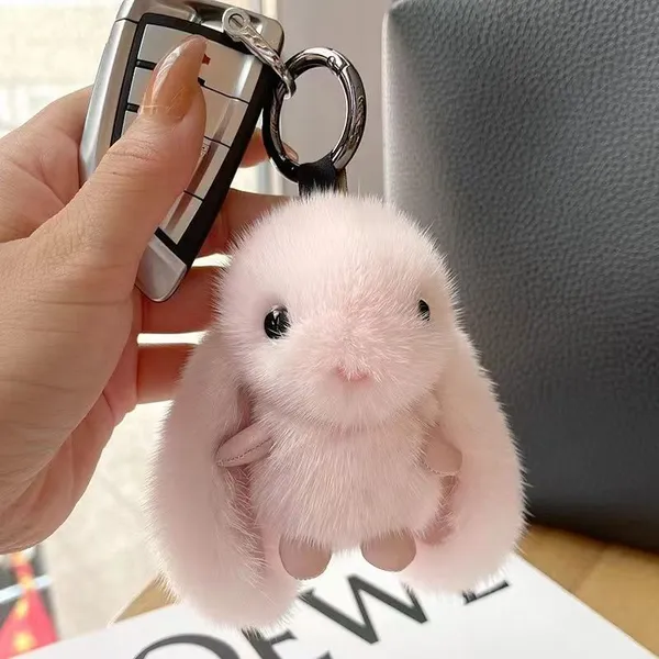 Faux Mink Fur Rabbit Keychain, Plush Cute Rabbit Pendant, Artificial Fur Cute Rabbit Bag Accessory photo-4