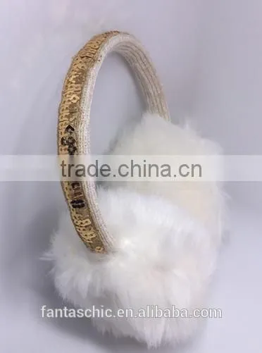 Luxury Sequin Ear Cover Winter Cozy Plush Ear Protection Faux Fur Ear Muffs for Girl and Lady photo-2
