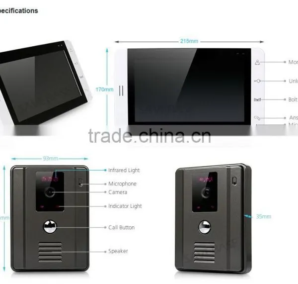 7" Wired Video Door Phone Hands-free Intercom Night Vision Camera Color Monitor photo-2