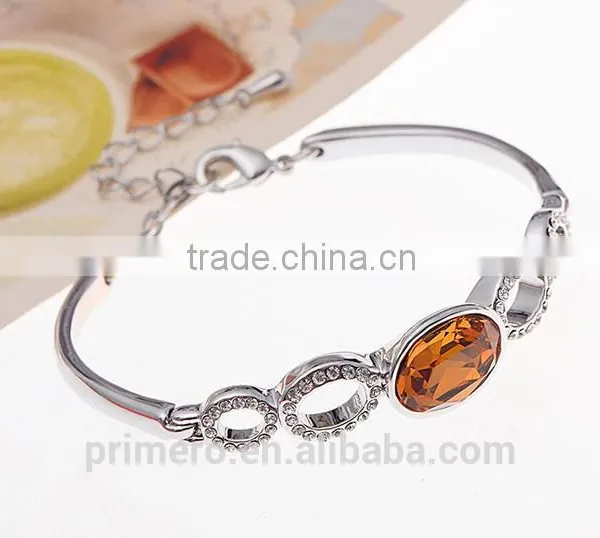 New Design Oval Austrian Crystals 18k Platinum Plated Bracelet Bangle Jewelry Gifts photo-5